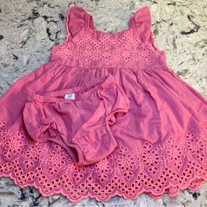 Baby Gap Mauve Dress Hot Pink Eyelet with Bloomers